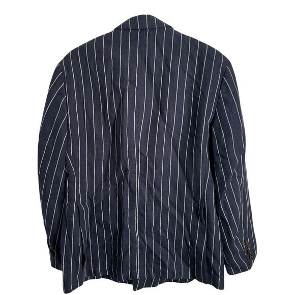 Octubre Editions Mens Jody Suit Navy Pinstripe Double Breasted Flat Front Pant - Picture 2 of 16